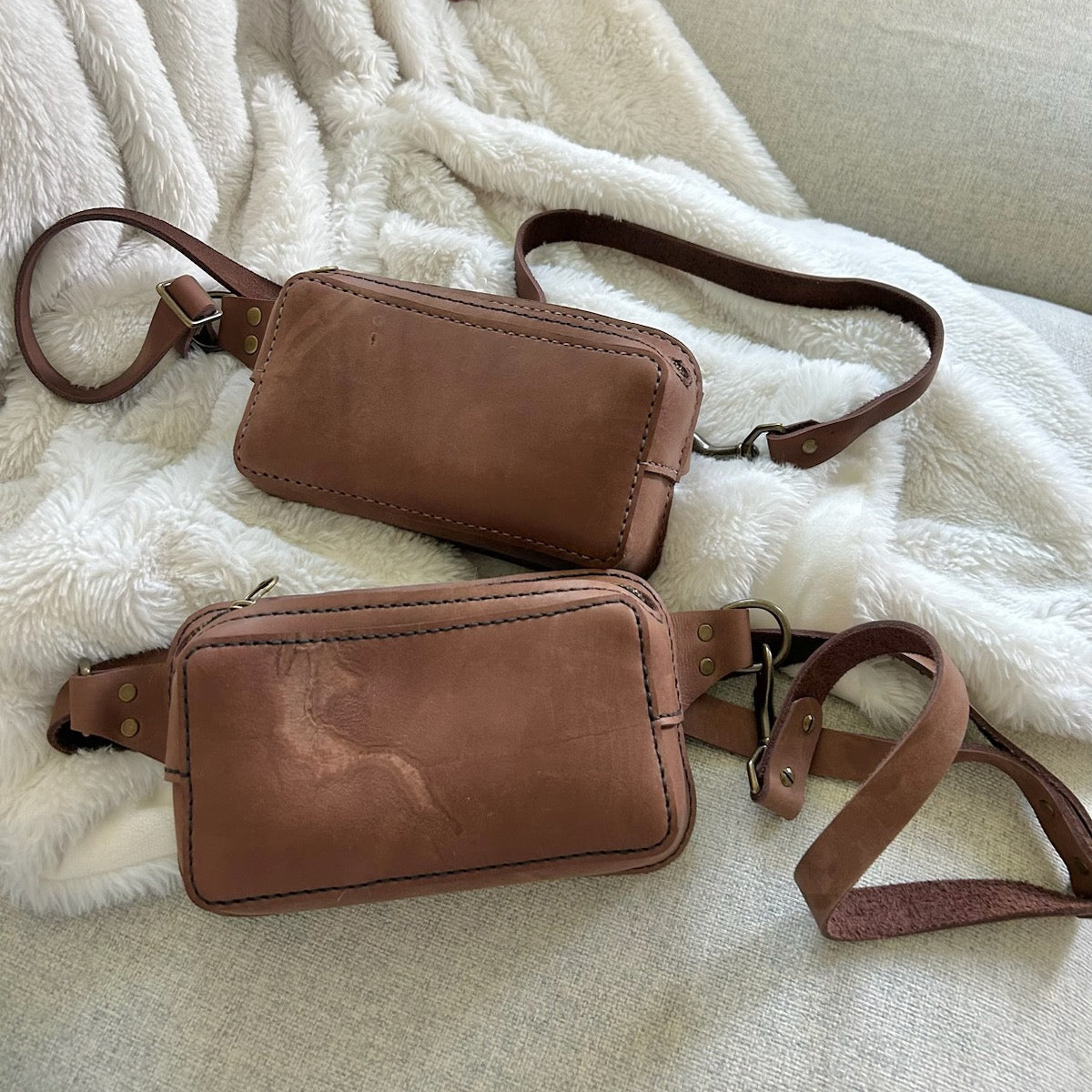 The Nomad: Leather Crossbody/Fanny Pack (Baking Bird)