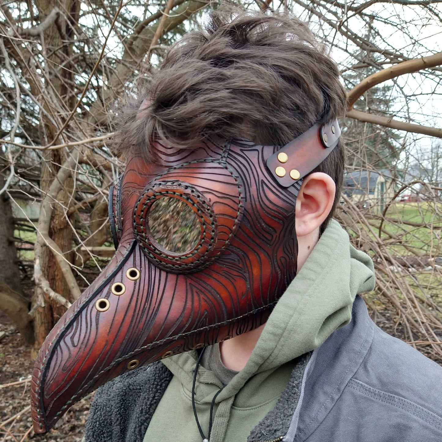 Tree Bark Leather Plague Doctor Mask