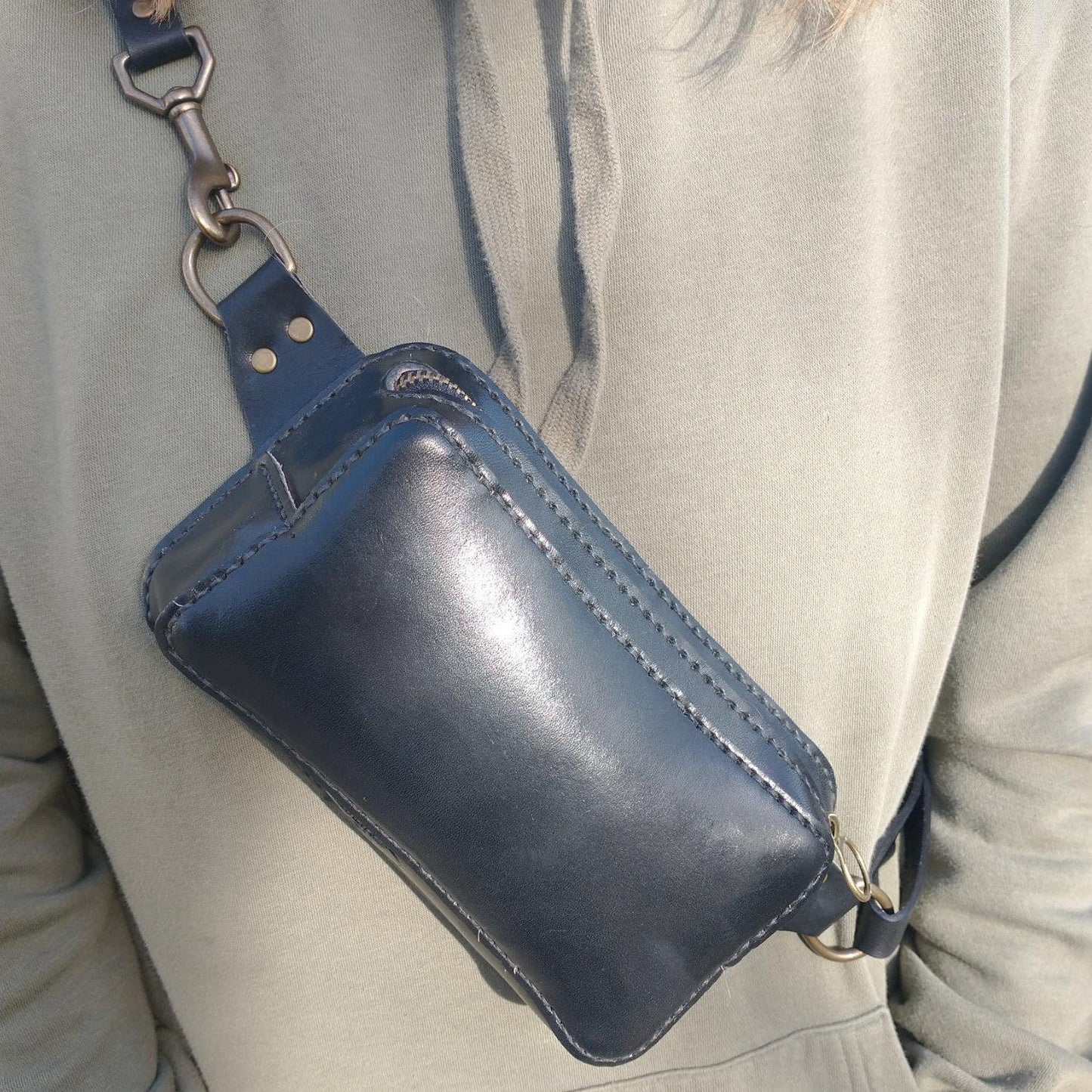 The Nomad: Leather Crossbody/Fanny Pack (Baking Bird)