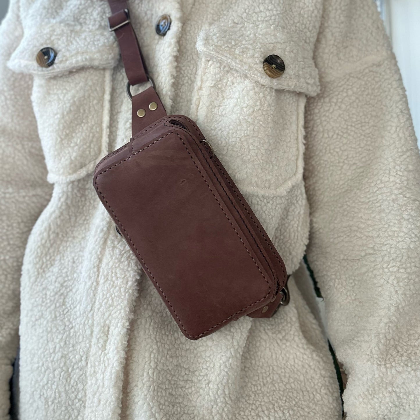 The Nomad: Leather Crossbody/Fanny Pack (Baking Bird)