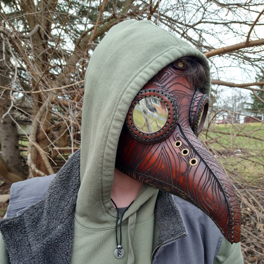 Tree Bark Leather Plague Doctor Mask