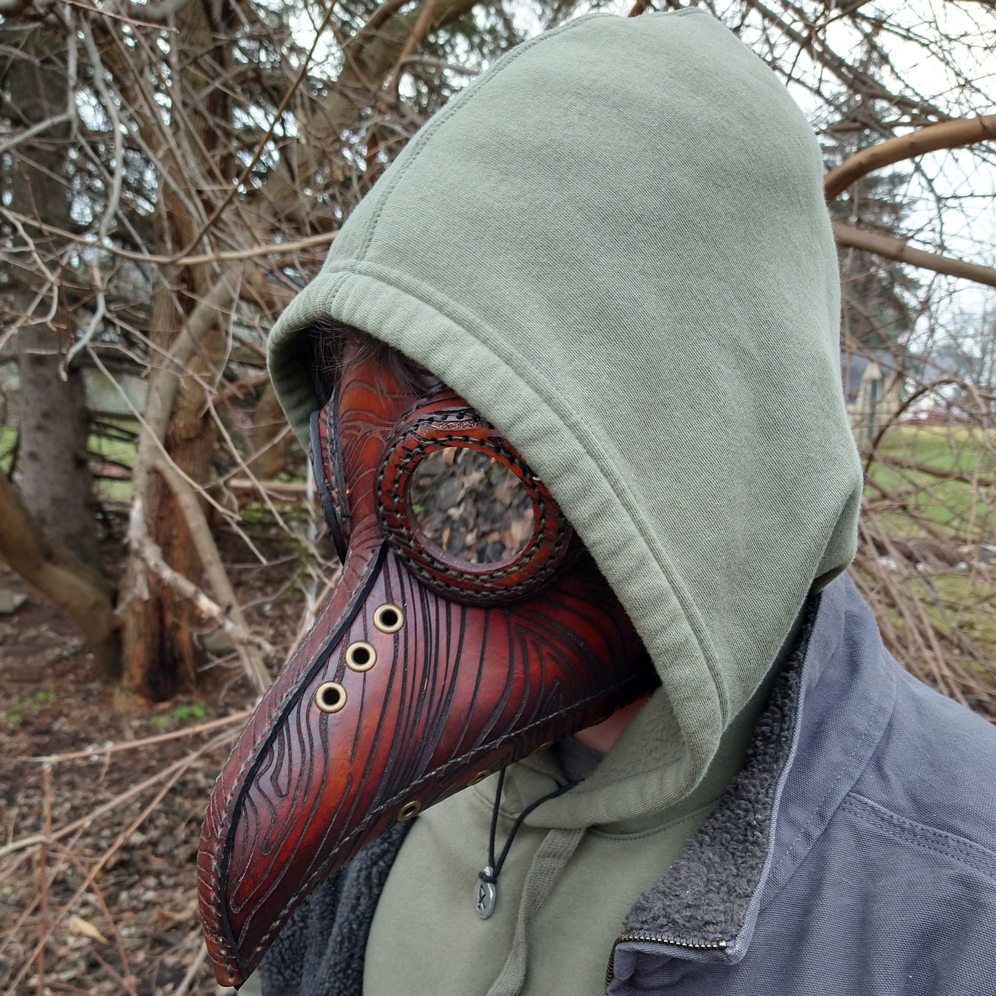 Tree Bark Leather Plague Doctor Mask